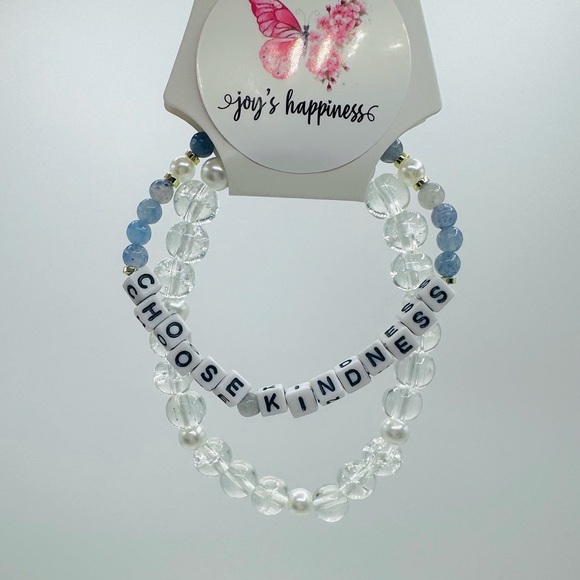 Choose Kindness Clear & Blue Beaded Bracelets - Picture 7 of 7